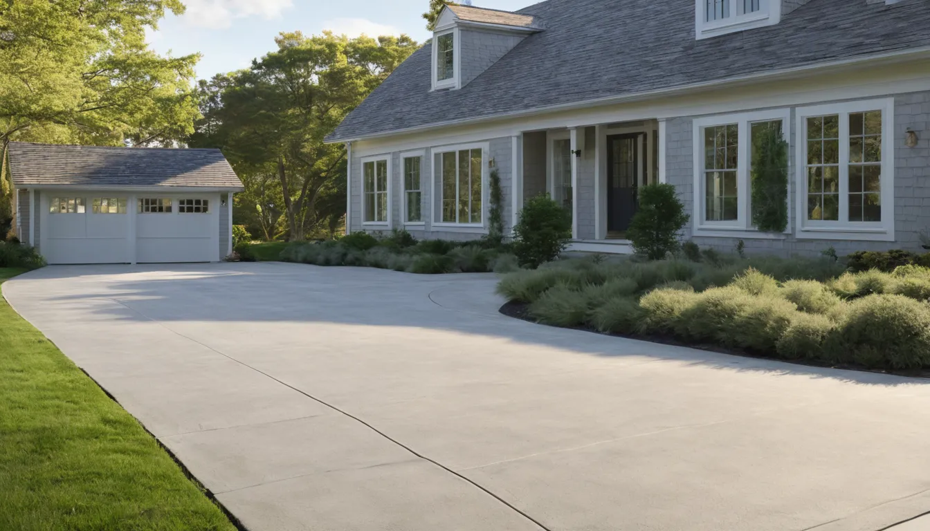 A freshly poured concrete driveway in front of a home in Perkasie